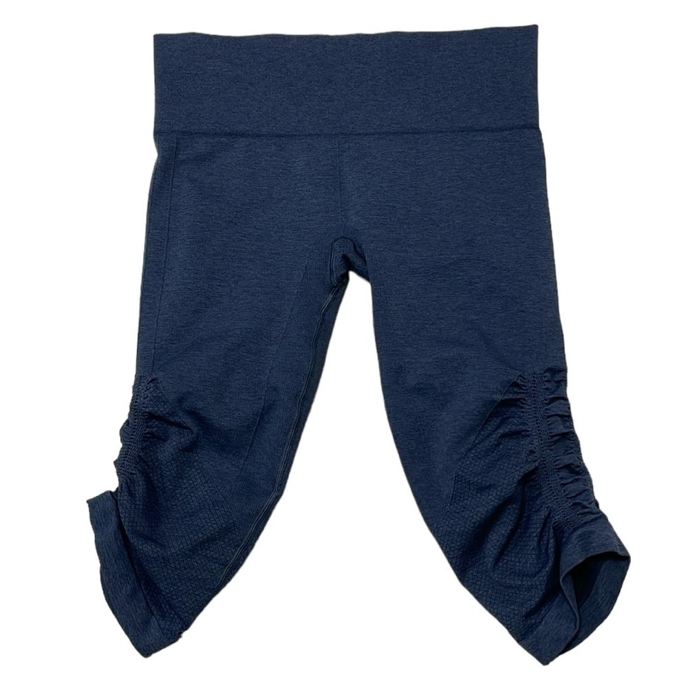 Lululemon Leggings Womens 6 Blue Heather In The Flow Crop Synched Detail